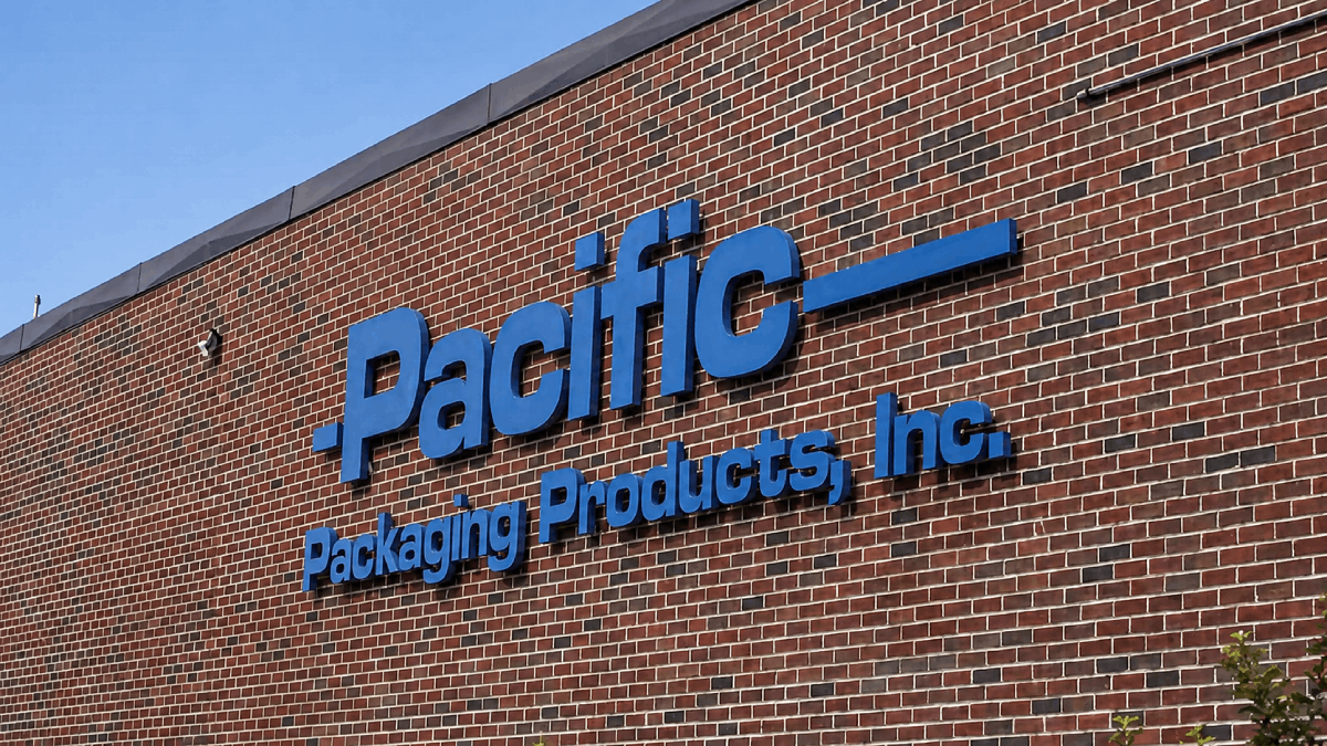 Pacific Packaging Products facility with company signage